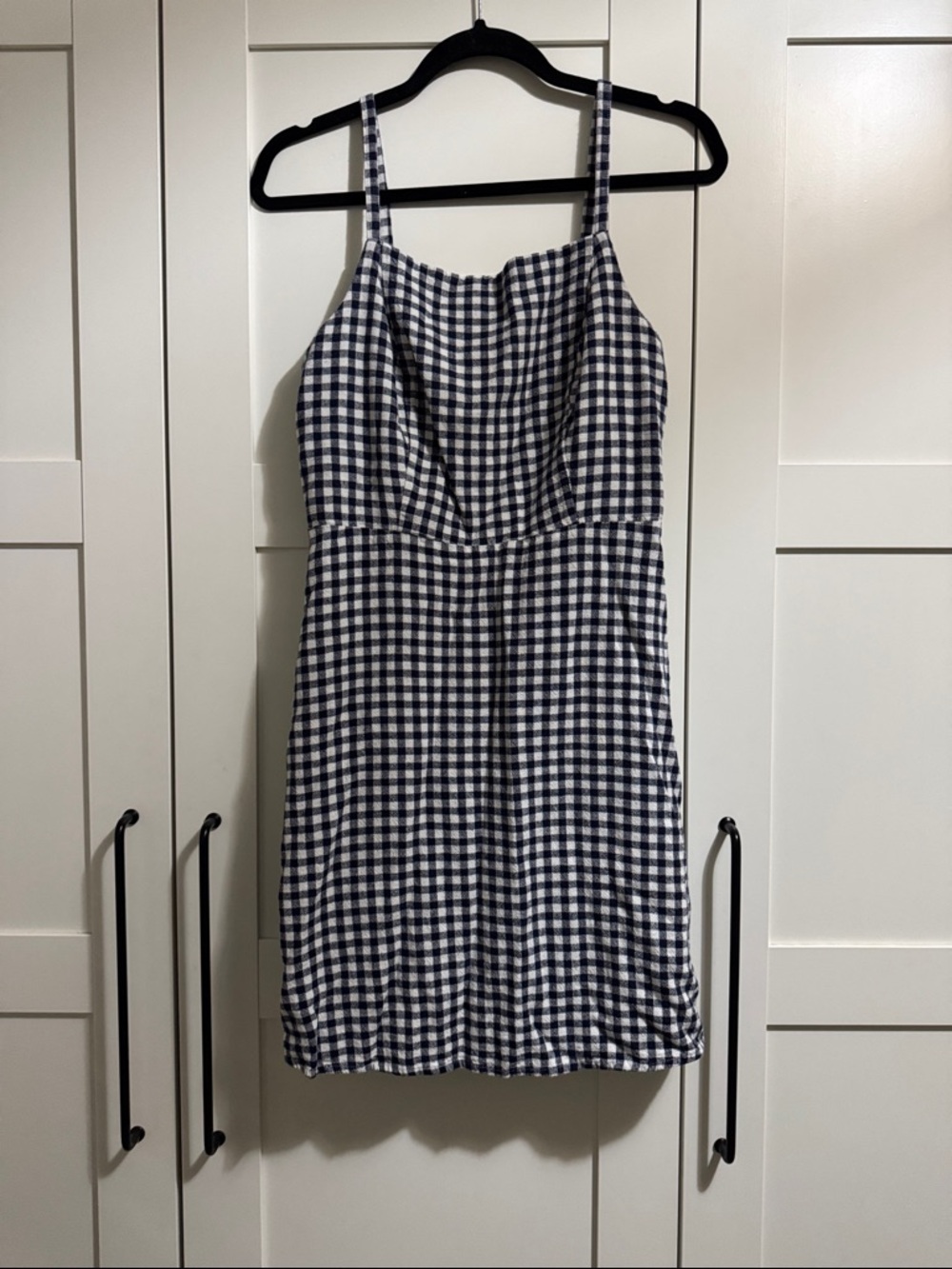 Old Navy Navy and White Gingham Spaghetti Strap Mini Dress